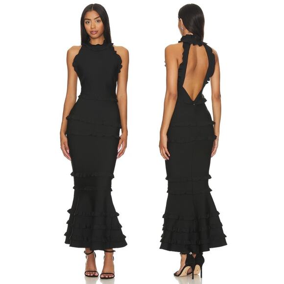 Elliatt Theatrical Fitted Maxi Gown Tiered Ruffle Party Elegant Party Formal S - Picture 1 of 10